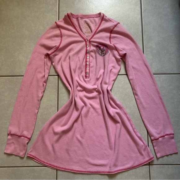 Y2K vintage Victoria's Secret PINK cotton thermal nightshirt - Picture 1 of 13